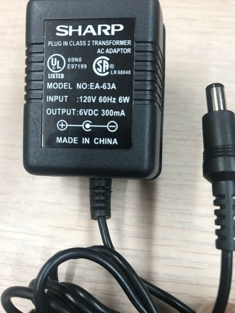 NEW Sharp EA-63A AC Power Supply Adapter Charger 6V DC 300mA